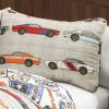 Twin Size Lightweight Blue Orange Grey Race Cars 2 Piece Kids Quilt Set