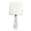 Enclave Hydro White Table Lamp with On/Off Switch Faux Marble Base Fabric Shade