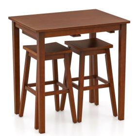 3-Piece Bar Table Set with Pub Table and 2 Saddle Stools