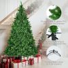 8FT, 6FT, 4FT Pre-Lit Green Pine Artificial Christmas Tree, Set of 3 Hinged Xmas Trees with 820 Warm-Yellow LED Lights and 2539 Branch Tips