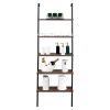 Industrial Wall Mounted Bookcase 5-Tier Open Ladder Shelf Bookshelf with Metal Frame, 23.6" L x 11.8" W x 70.9" H