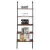 Industrial Wall Mounted Bookcase 5-Tier Open Ladder Shelf Bookshelf with Metal Frame, 23.6" L x 11.8" W x 70.9" H