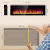 HOMCOM 60" Electric Fireplace Recessed and Wall Mounted with Remote Control, 1500W Fireplace Heater with 8H Timer