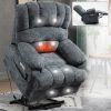 23" Seat Width and High Back Large Size Blue Chenille Power Lift Recliner Chair with 8-Point Vibration Massage and Lumbar Heating