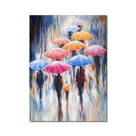 Large Umbrella Rain Hand Painted Oil Painting Lover Rain Landscape Hand Painted Acrylic Paint On Canvas Unique Gift For Home Decor (size: 100x150cm)